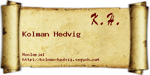 Kolman Hedvig névjegykártya